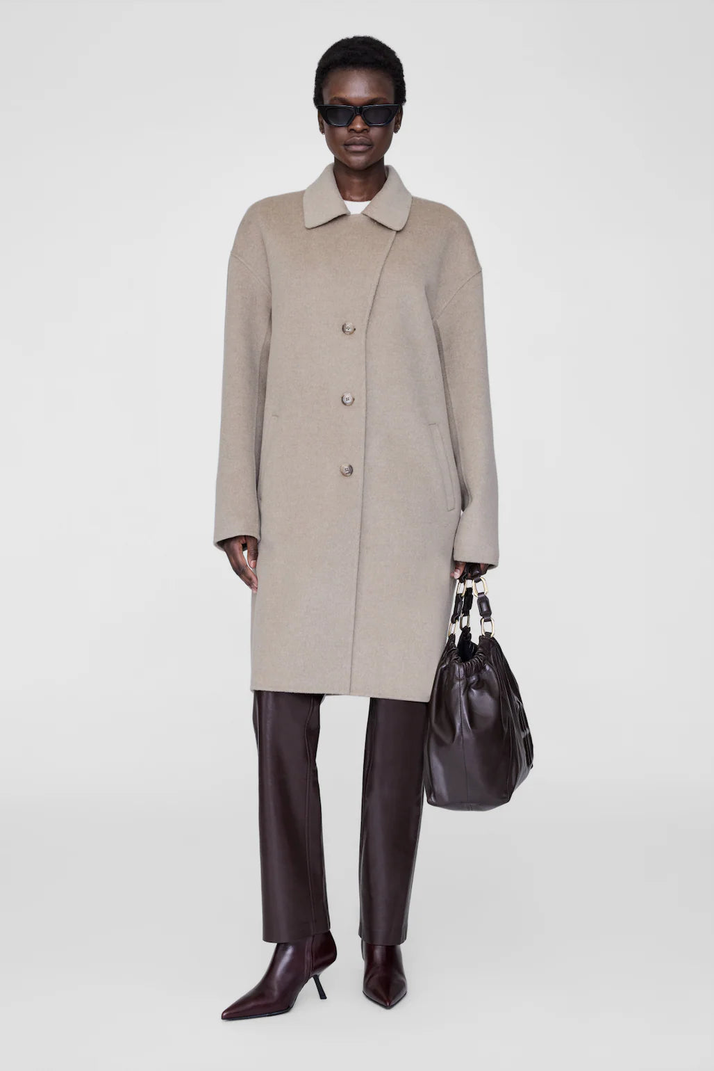 Portia Coat in Oat Melange Cashmere Blend