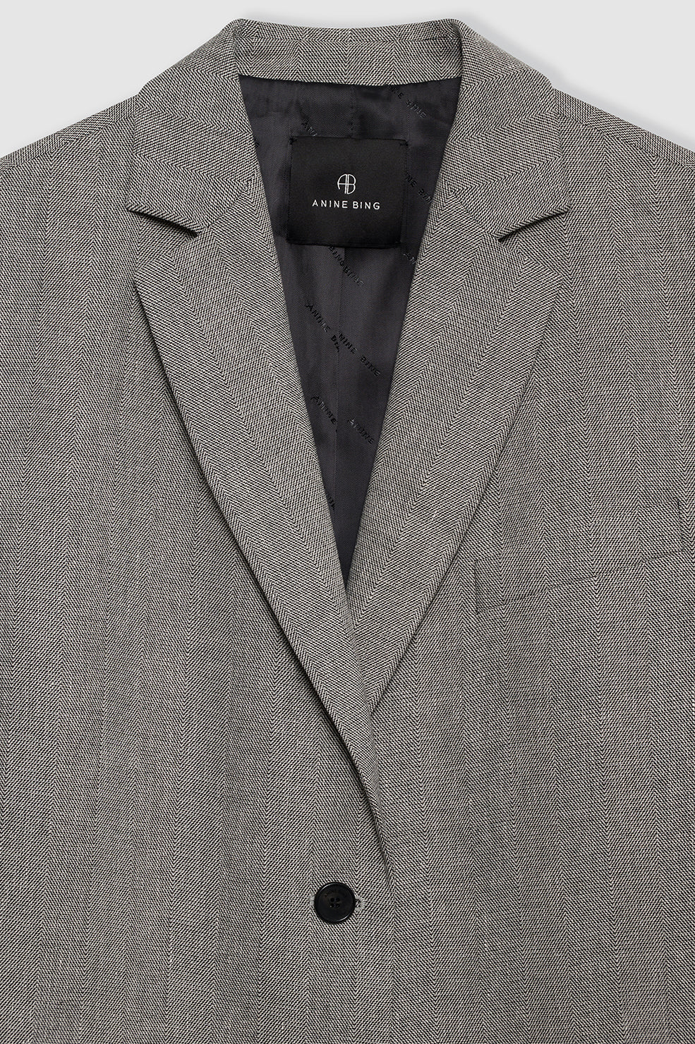 Quinn Blazer in Ivory and Black Herringbone