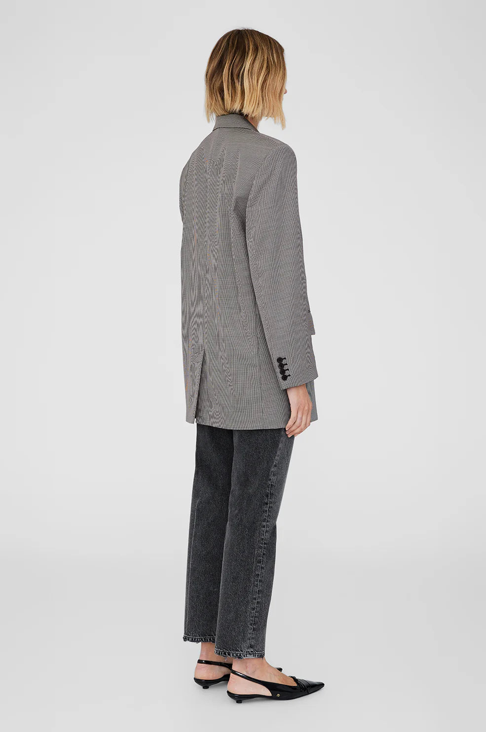 Sara Blazer in Black and White Mini Houndstooth