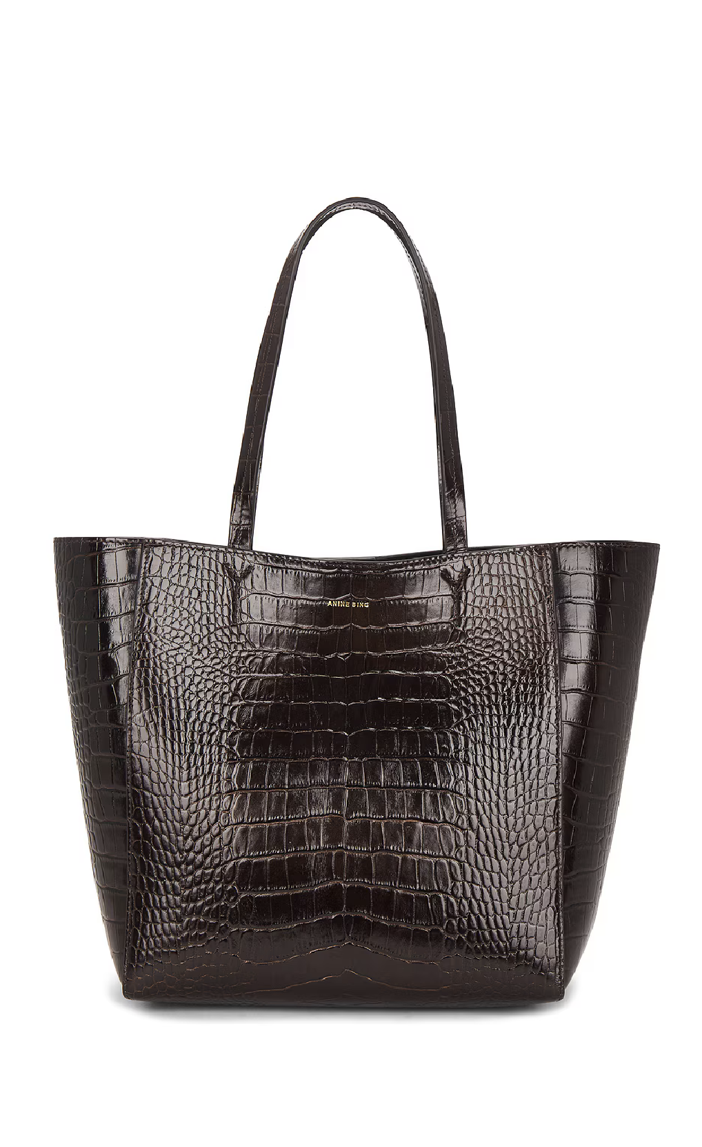 Small Elly Tote in Dark Brown Embossed