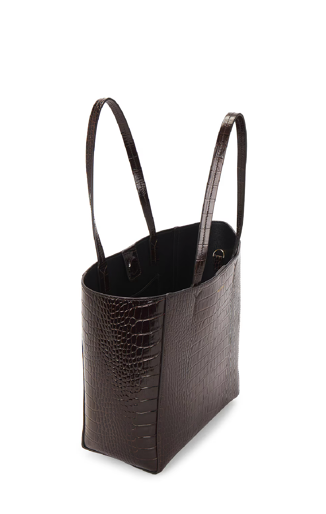 Small Elly Tote in Dark Brown Embossed
