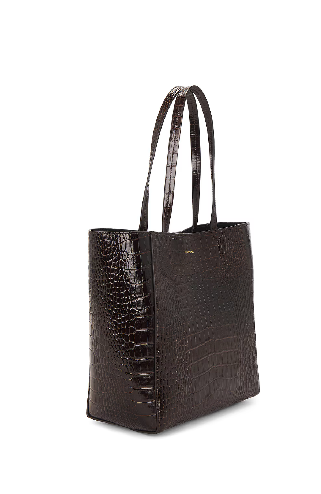 Small Elly Tote in Dark Brown Embossed