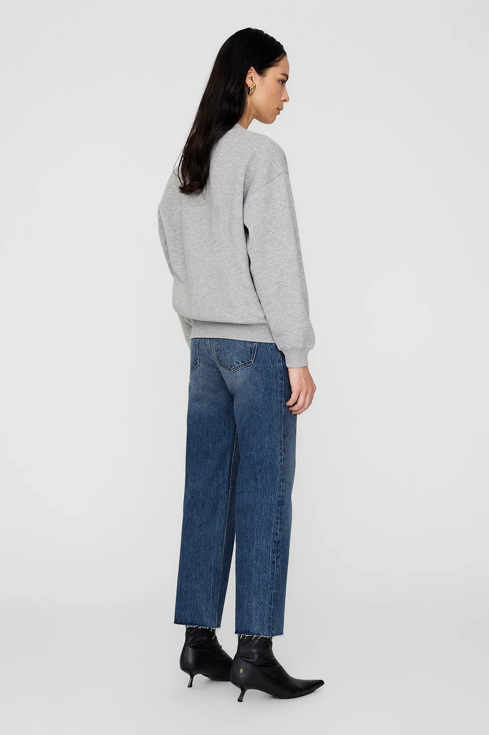 Spencer Sweatshirt Anine Bing in Medium Heather Grey with Navy