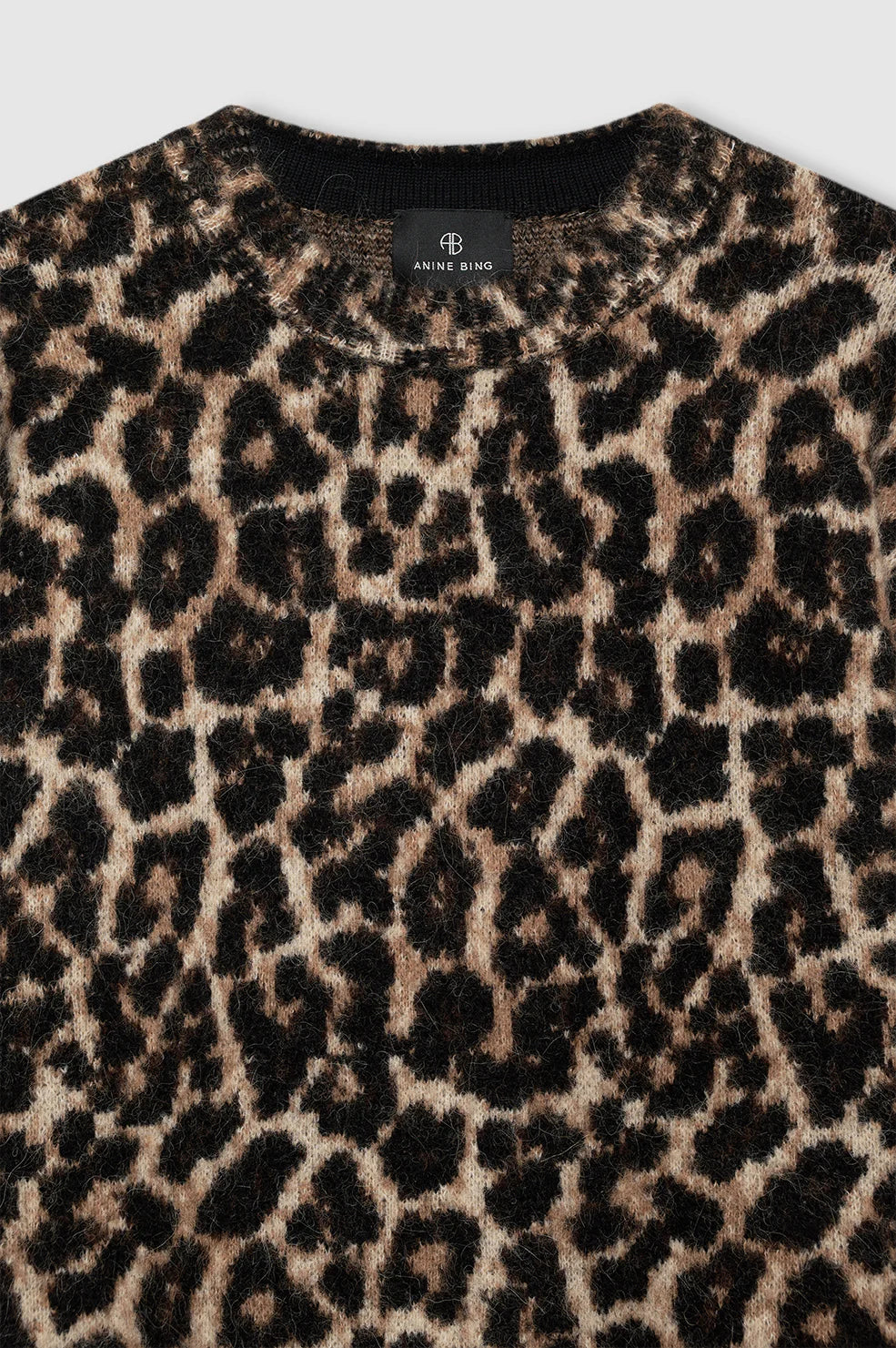 Sydney Crew Sweater in Black and Brown Leopard