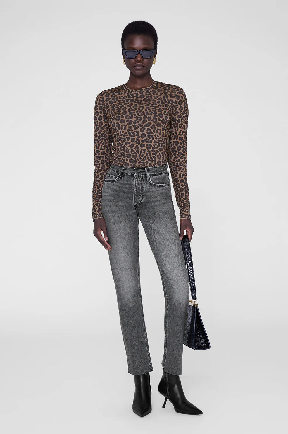 Sylvie Long Sleeve Tee and Black and Brown Leopard