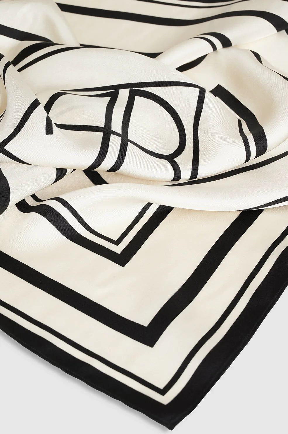 York Scarf in Ivory and Black Monogram