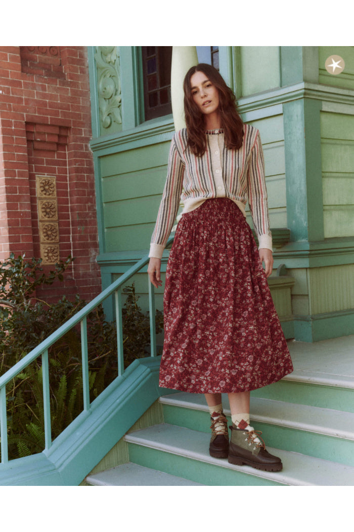 The Tiny Cardigan. Cream Ticking Stripe