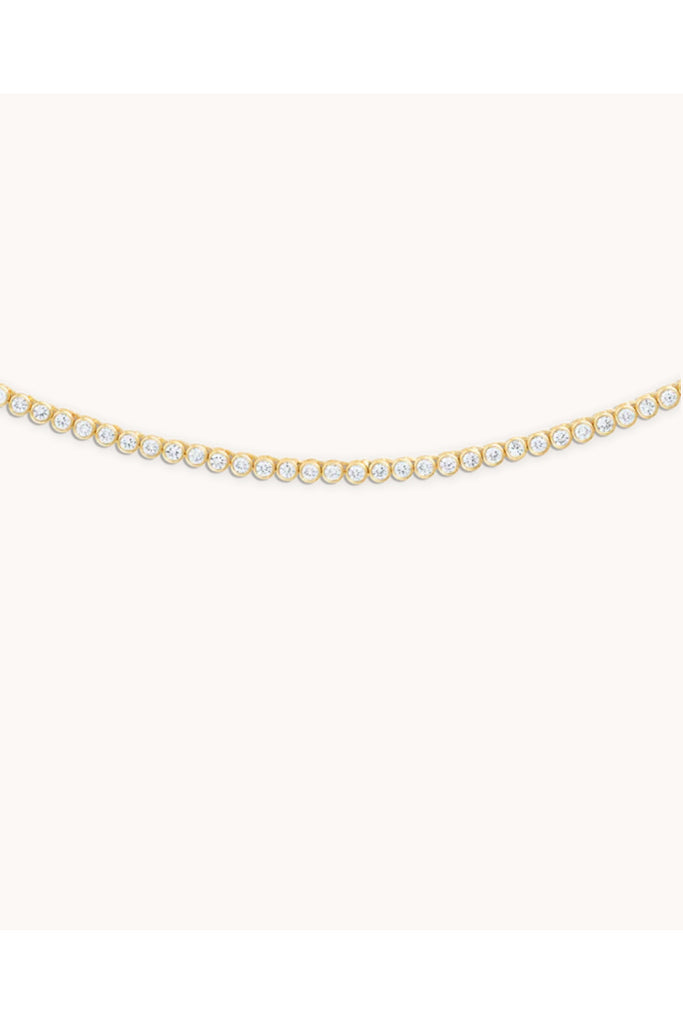 Crystal Bezel Tennis Necklace in Gold - 15"