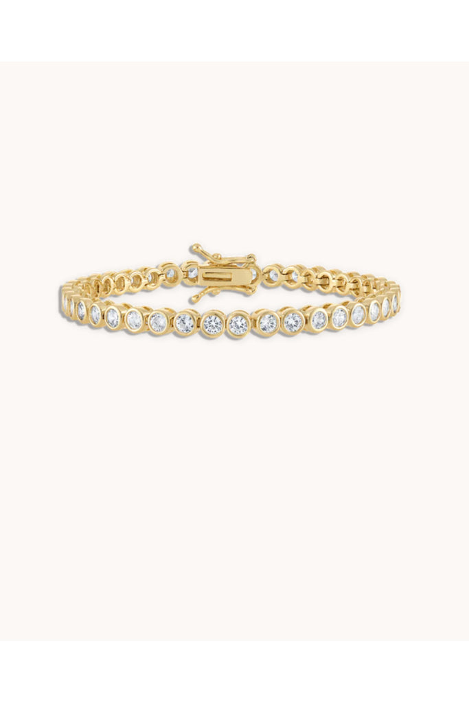 Crystal Bezel Tennis Bracelet in Gold - 7.5"
