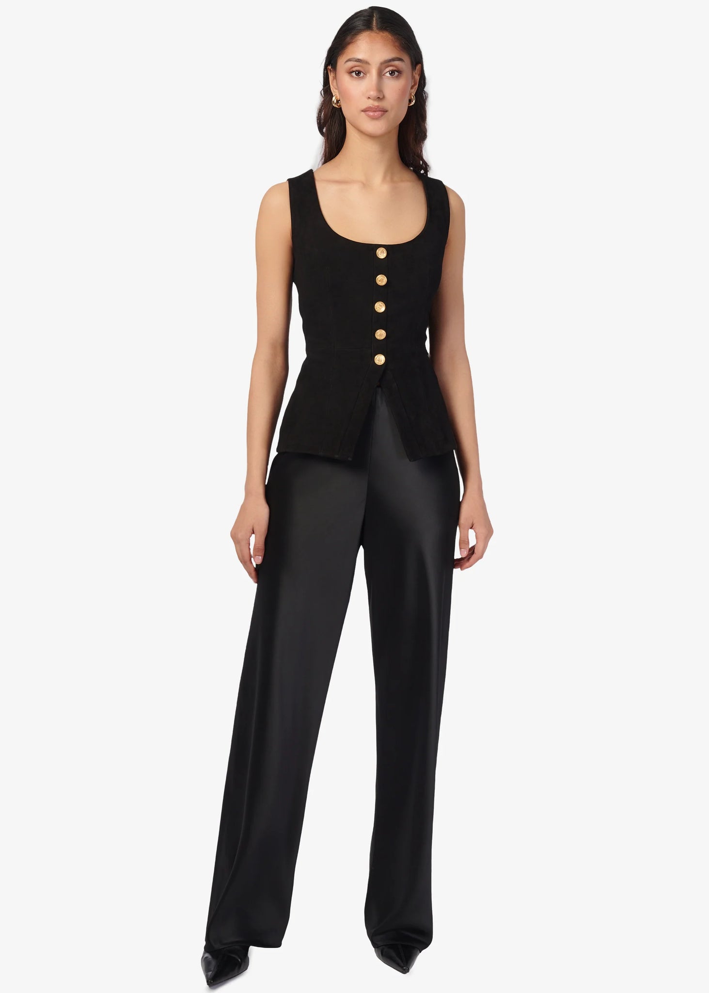 Nolan Suede Corset Top in Black