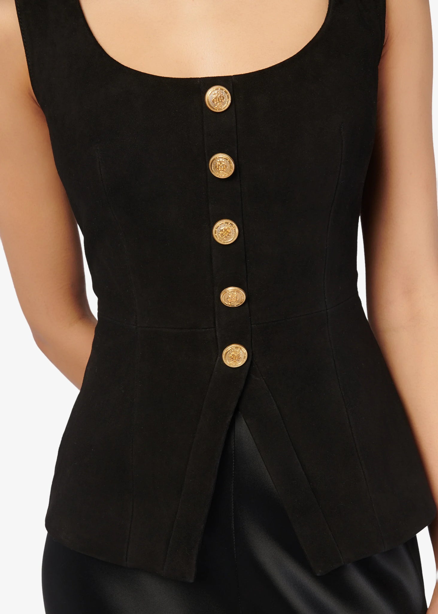 Nolan Suede Corset Top in Black