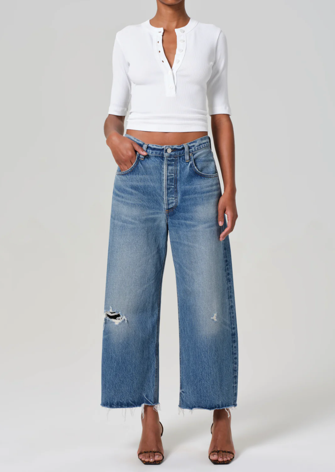 Ayla Raw Hem Crop in Solano