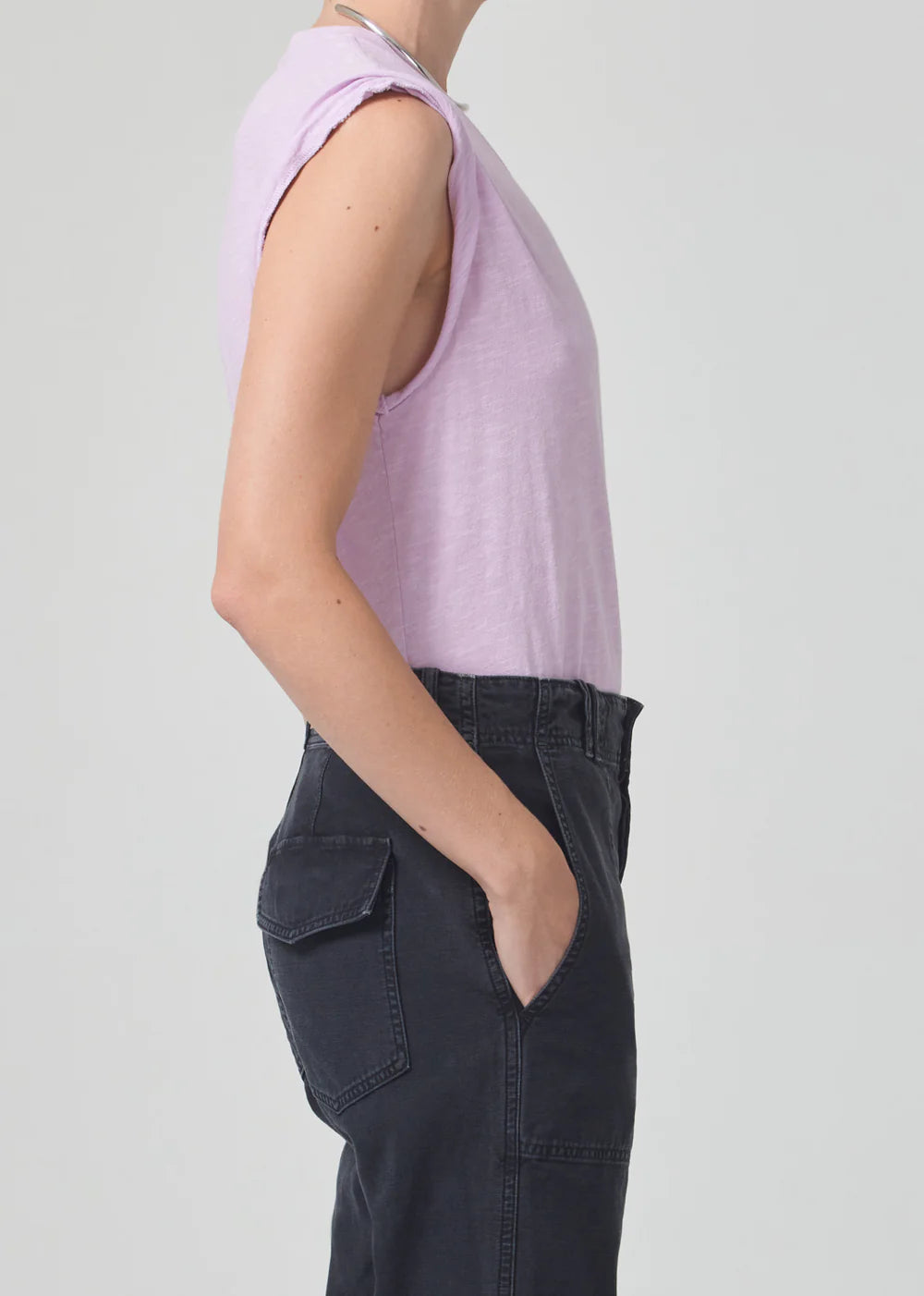Kelsey Roll Sleeve Tee in Lavender