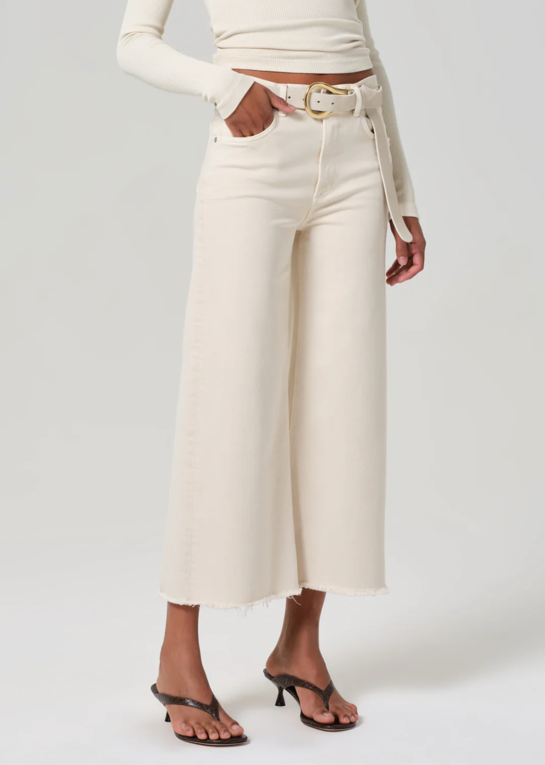 Lyra Wide Leg Crop in Almondette