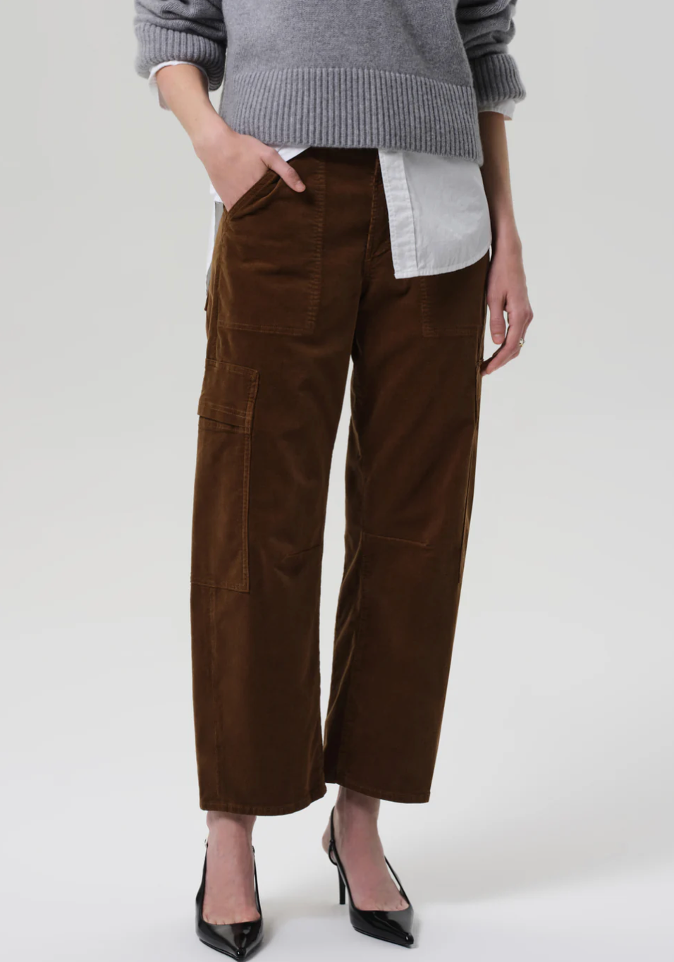 Marcelle Low Slung Easy Cargo Corduroy in Manuka