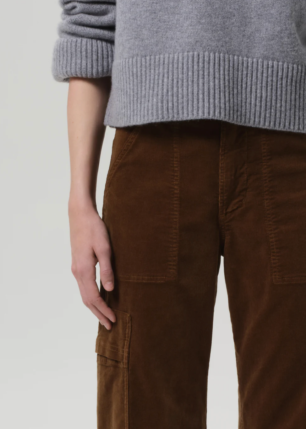 Marcelle Low Slung Easy Cargo Corduroy in Manuka