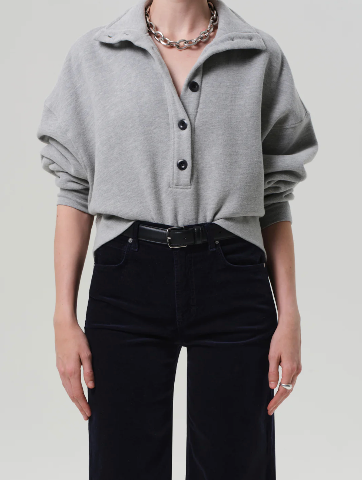 Mirelle Funnel Neck in Heather Grey
