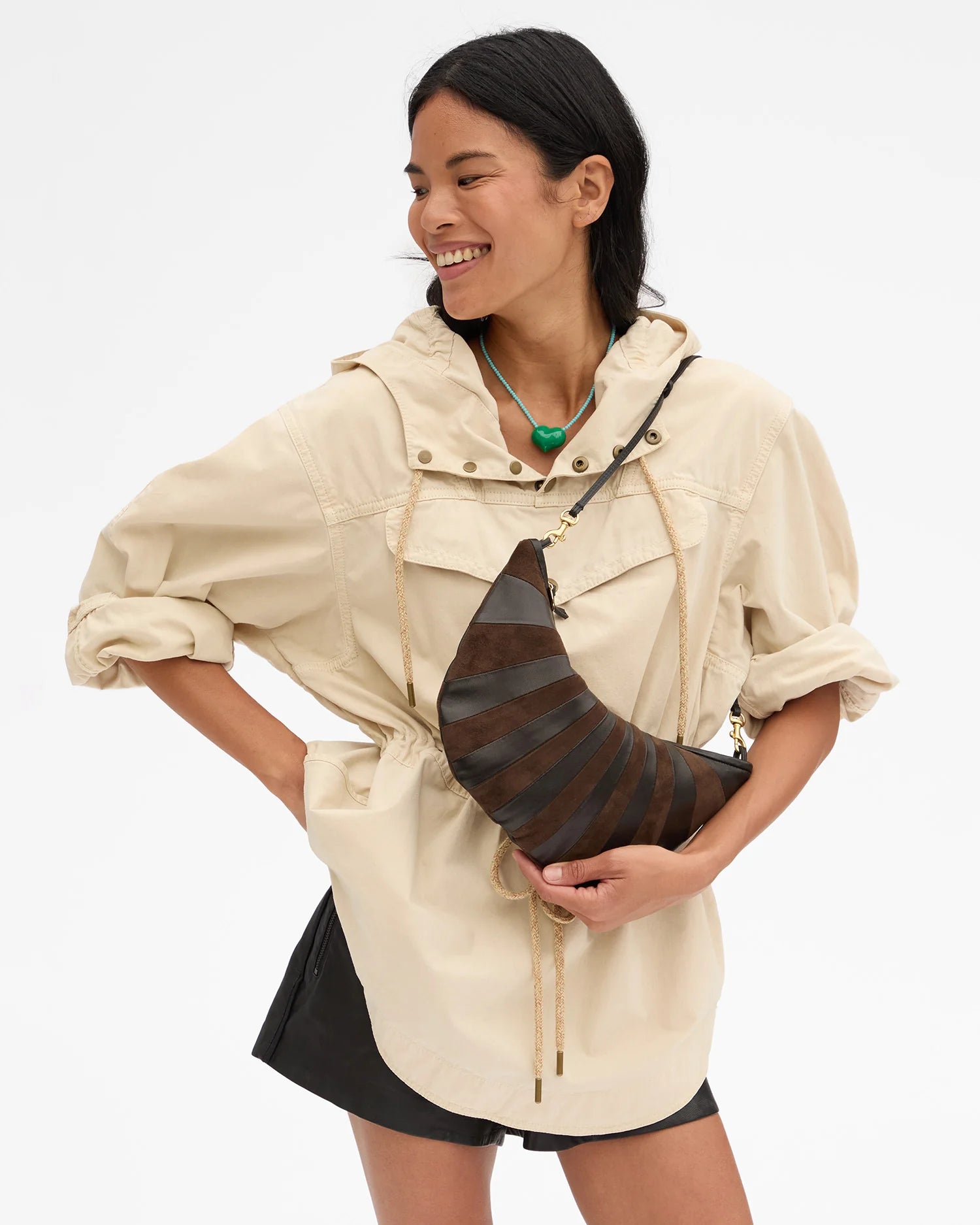 Lune Bag in Black/Chocolate Sunburst