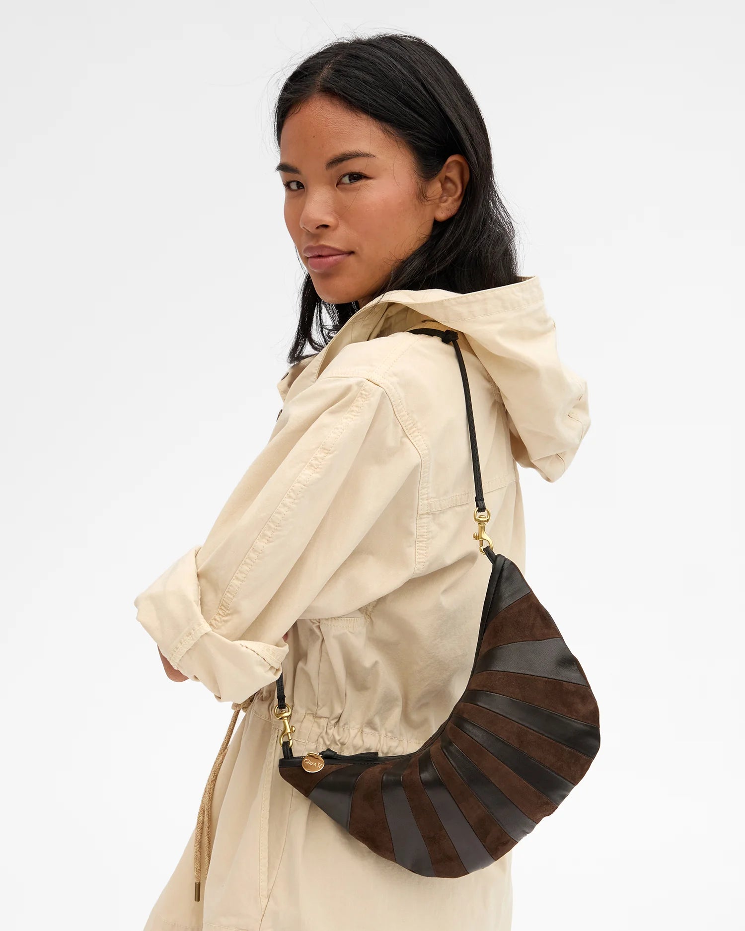 Lune Bag in Black/Chocolate Sunburst