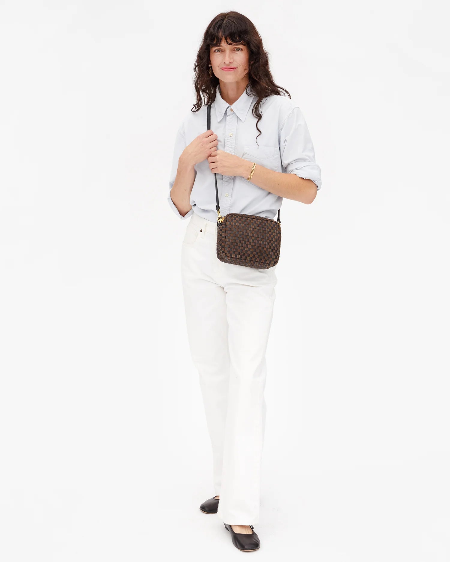 Midi Sac in Black/Chocolate Woven Checker