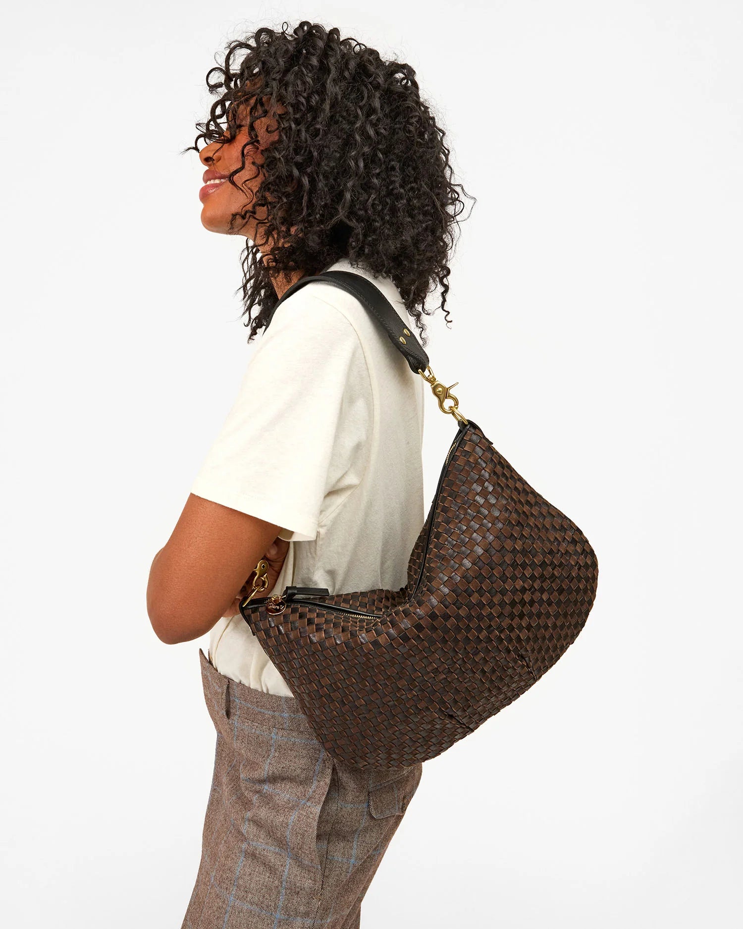 Moyen Messenger in Black/Chocolate Woven Checker