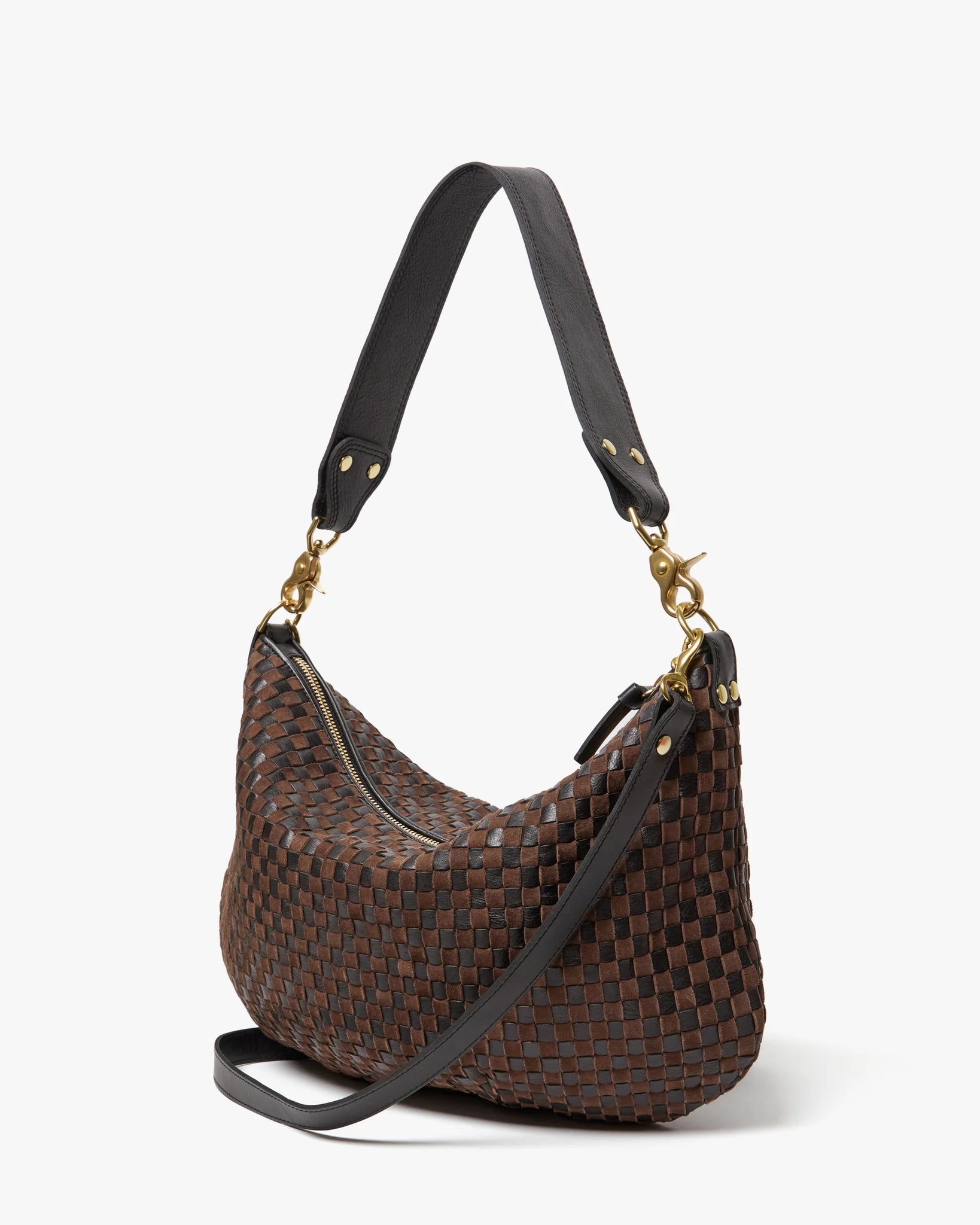 Moyen Messenger in Black/Chocolate Woven Checker