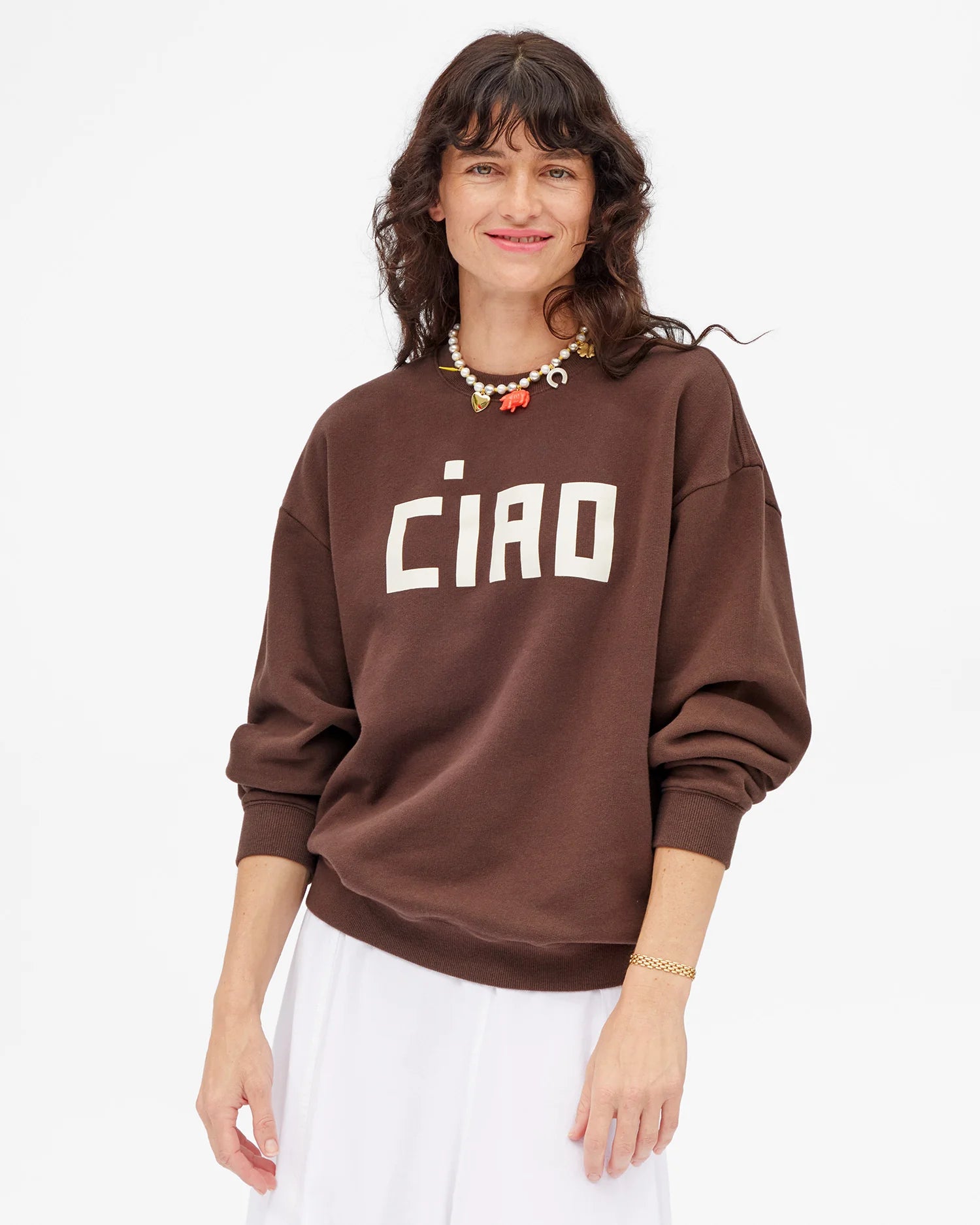 Oversized Sweatshirt in Chocolate with Cream Block Ciao