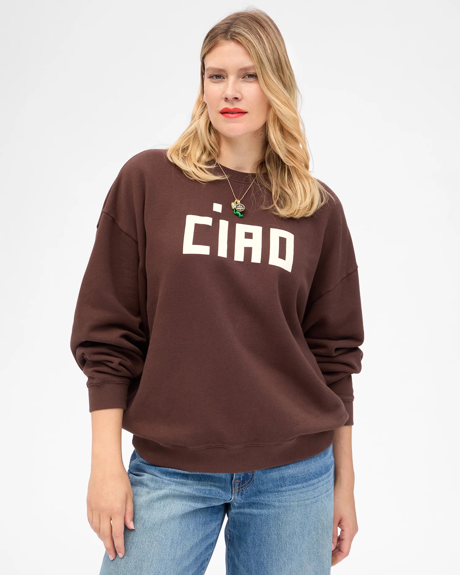Oversized Sweatshirt in Chocolate with Cream Block Ciao