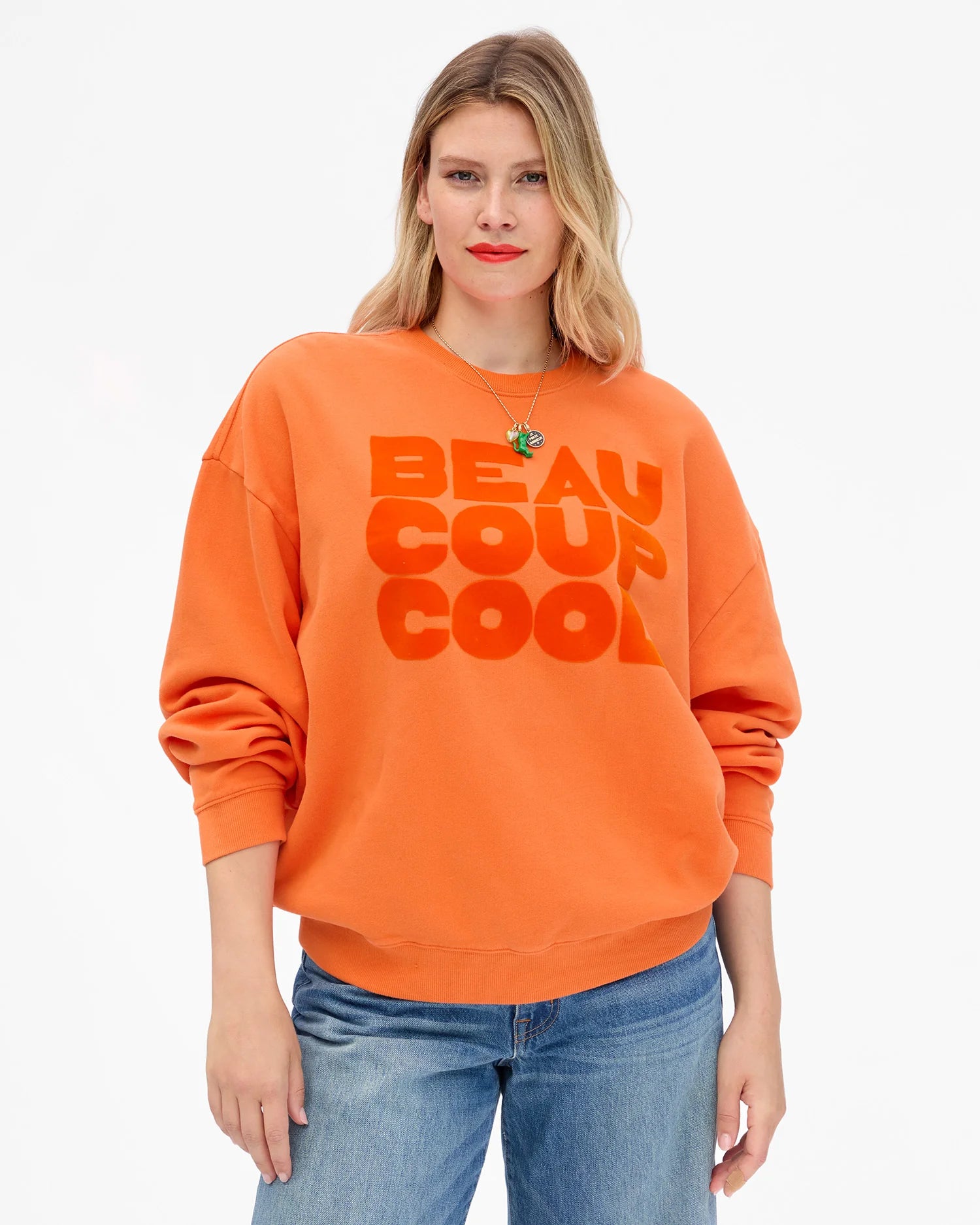 Oversized Sweatshirt in Zucca with Tonal Flocked Beaucoup Cool