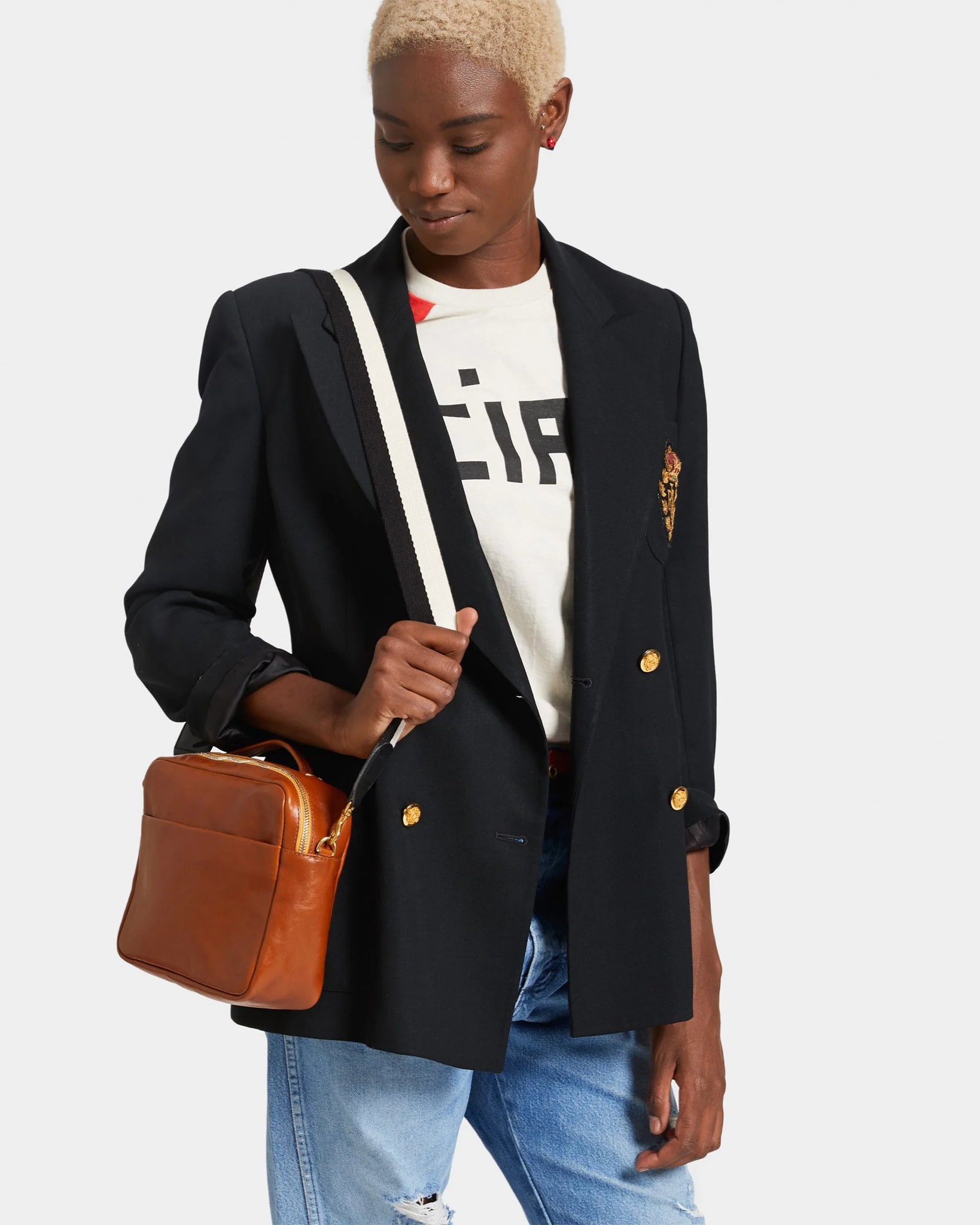 Two-Tone Crossbody Strap in Black and White