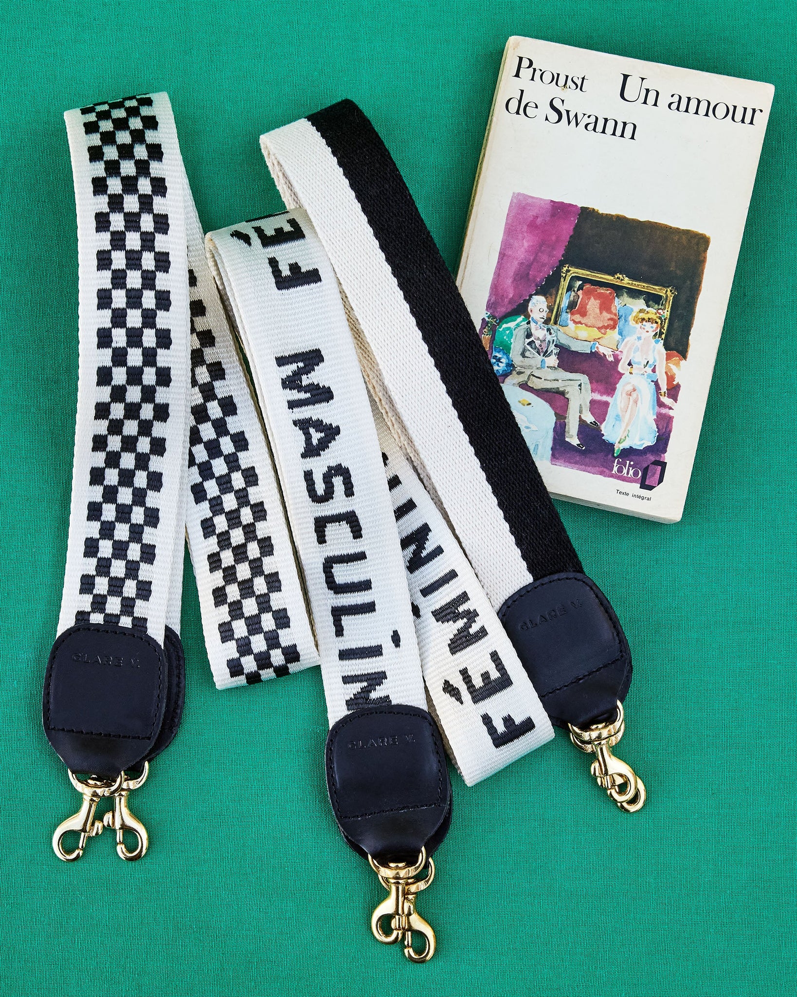 Two-Tone Crossbody Strap in Black and White