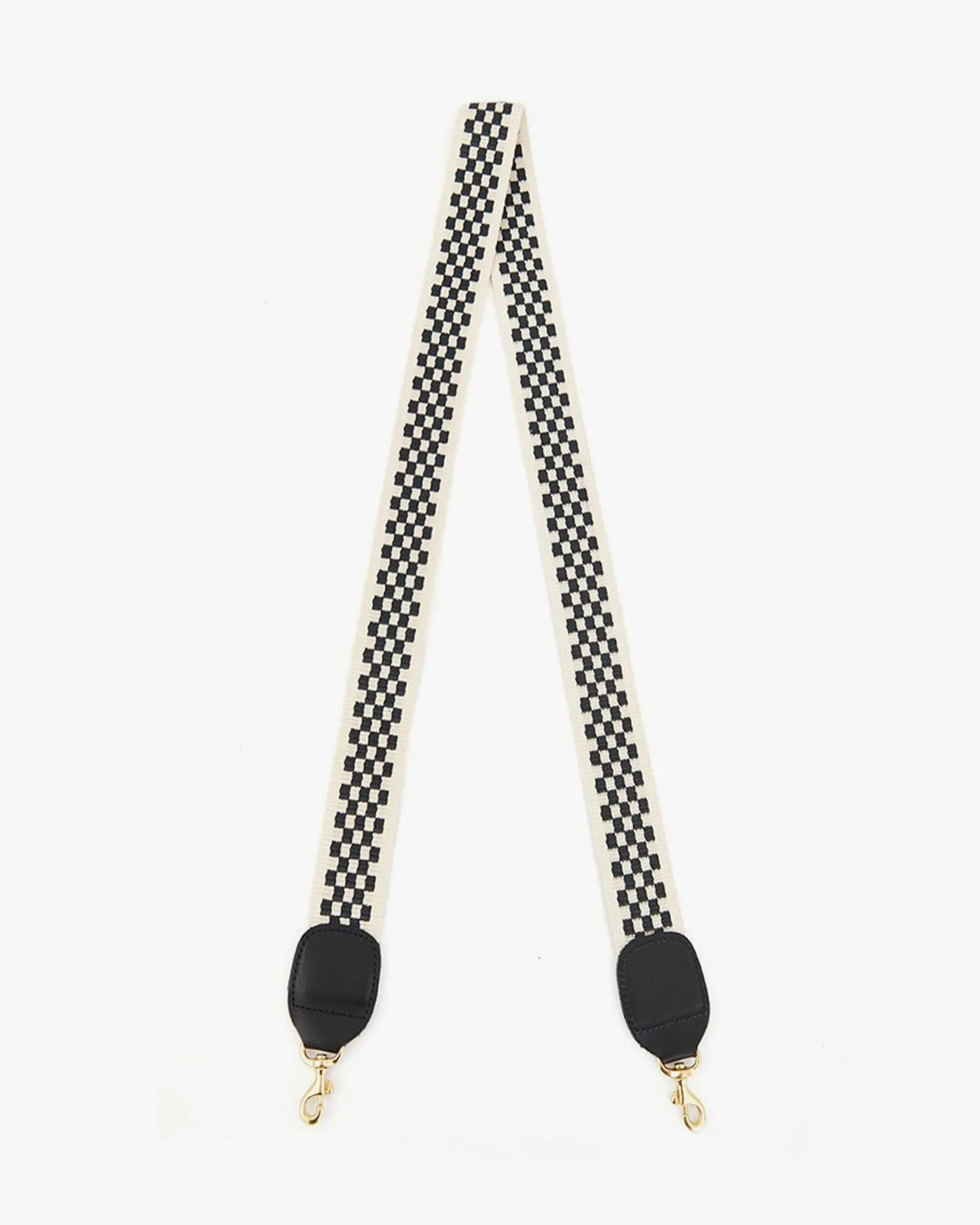 Checkered Crossbody Strap in Black and Cream Checker