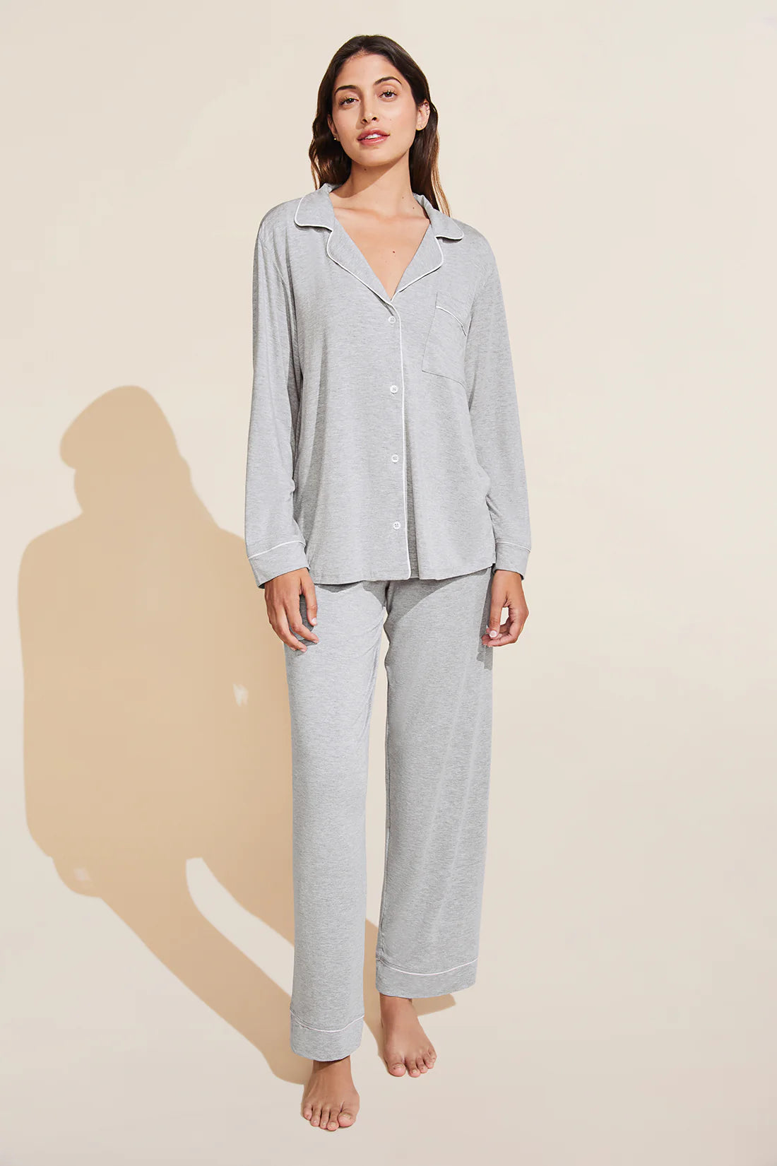 Gisele Long PJ Set in Heather Grey/Sorbet Pink