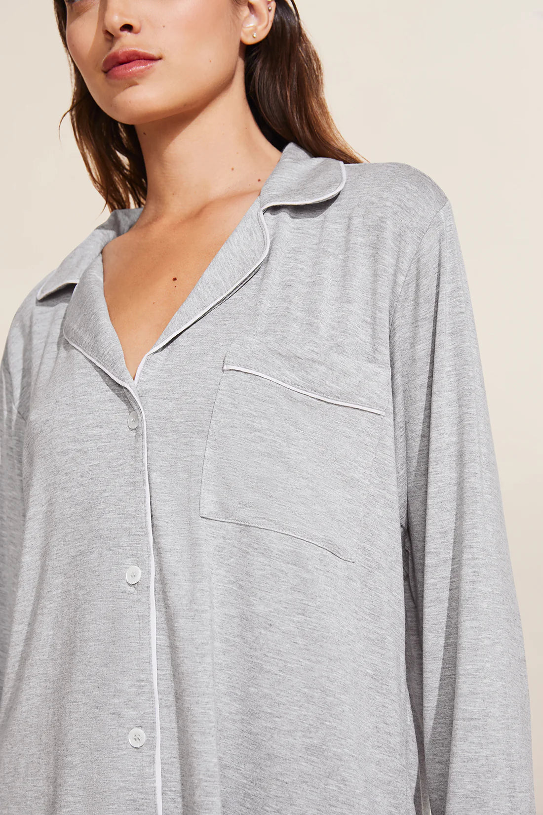 Gisele Long PJ Set in Heather Grey/Sorbet Pink