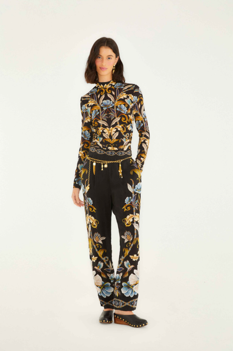 Snake Garden Black Jersey Blouse