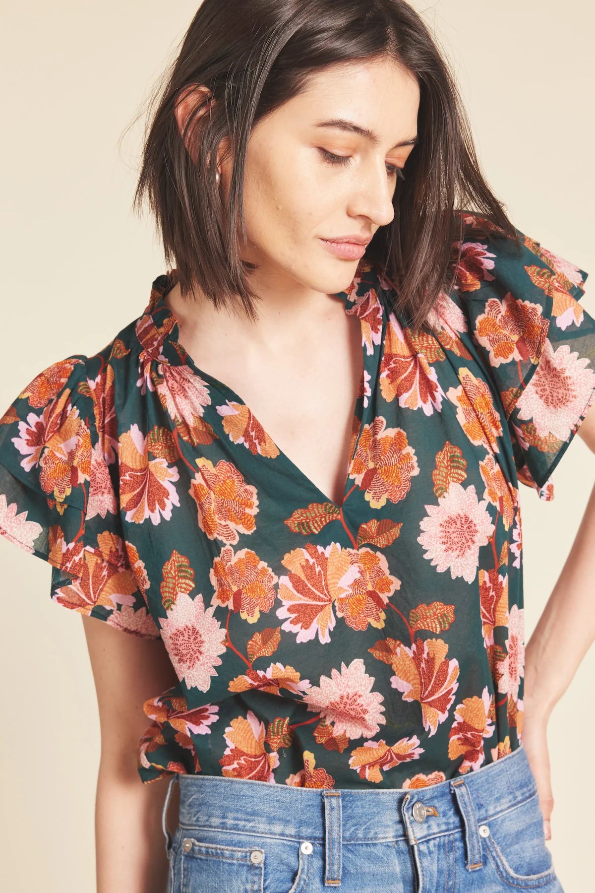 Clover Blouse in Carnation Print