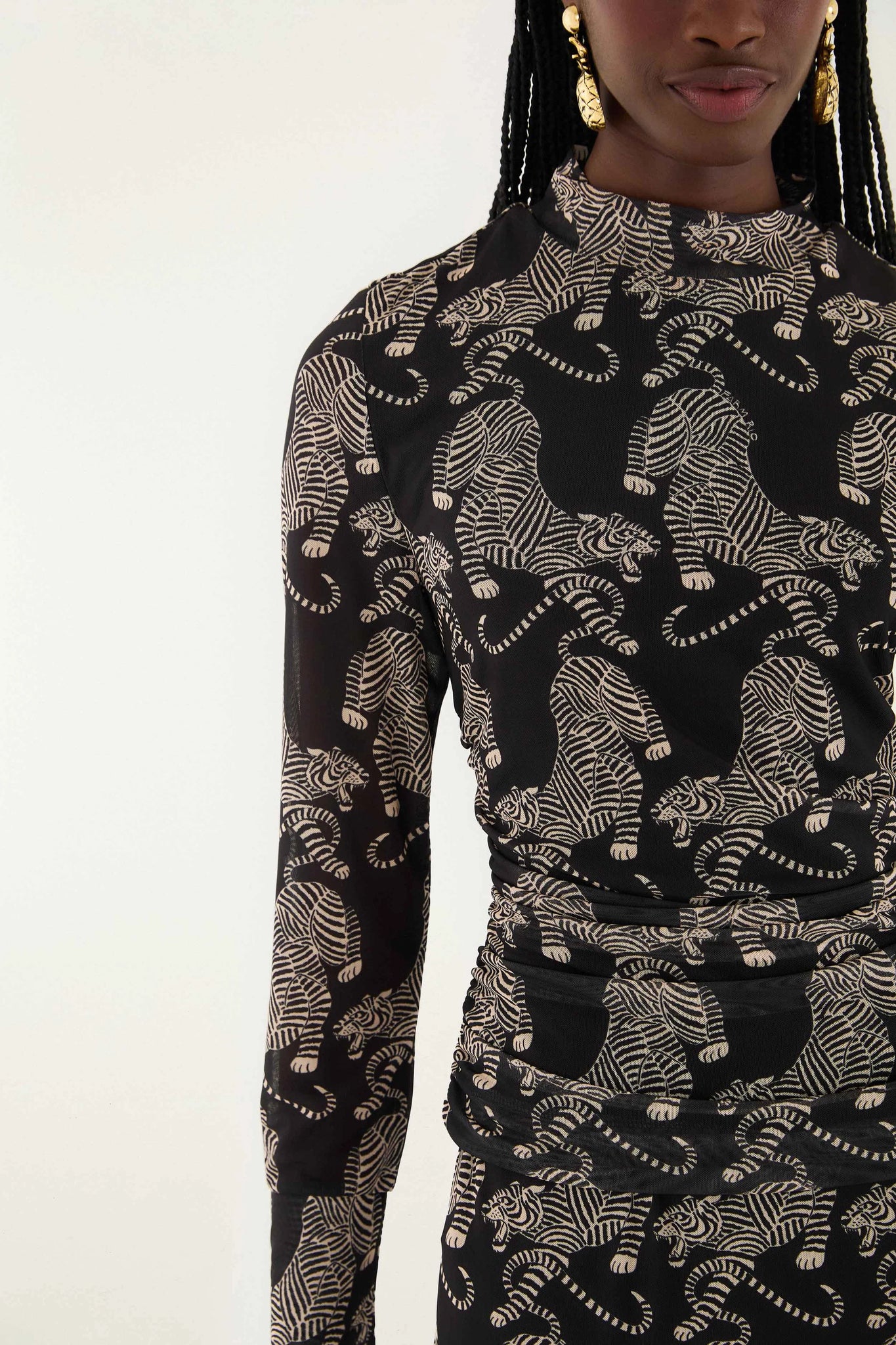 Black Tigers Black Tulle Blouse