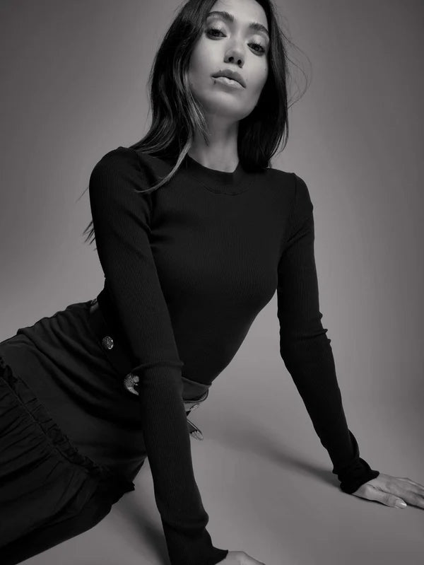 Gina Long Sleeve Top in Jet Black