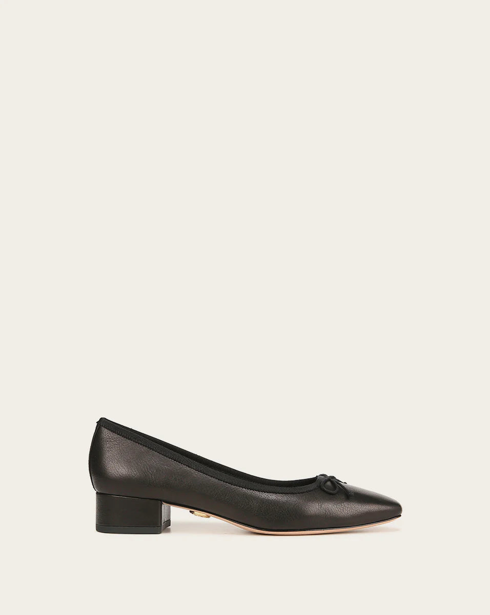 Cecile Leather Ballet Pump in Black