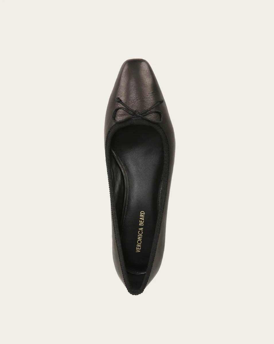 Cecile Leather Ballet Pump in Black