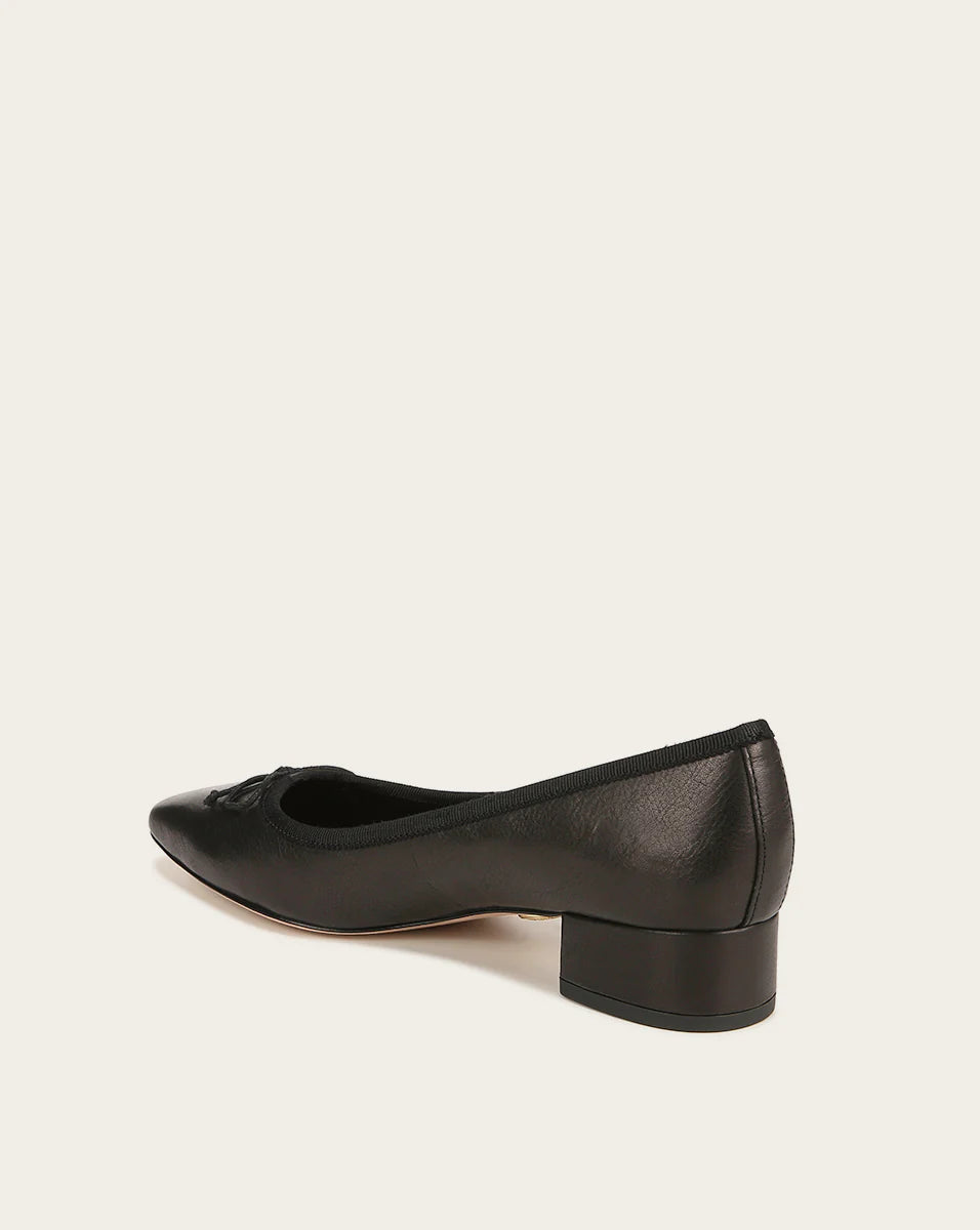 Cecile Leather Ballet Pump in Black