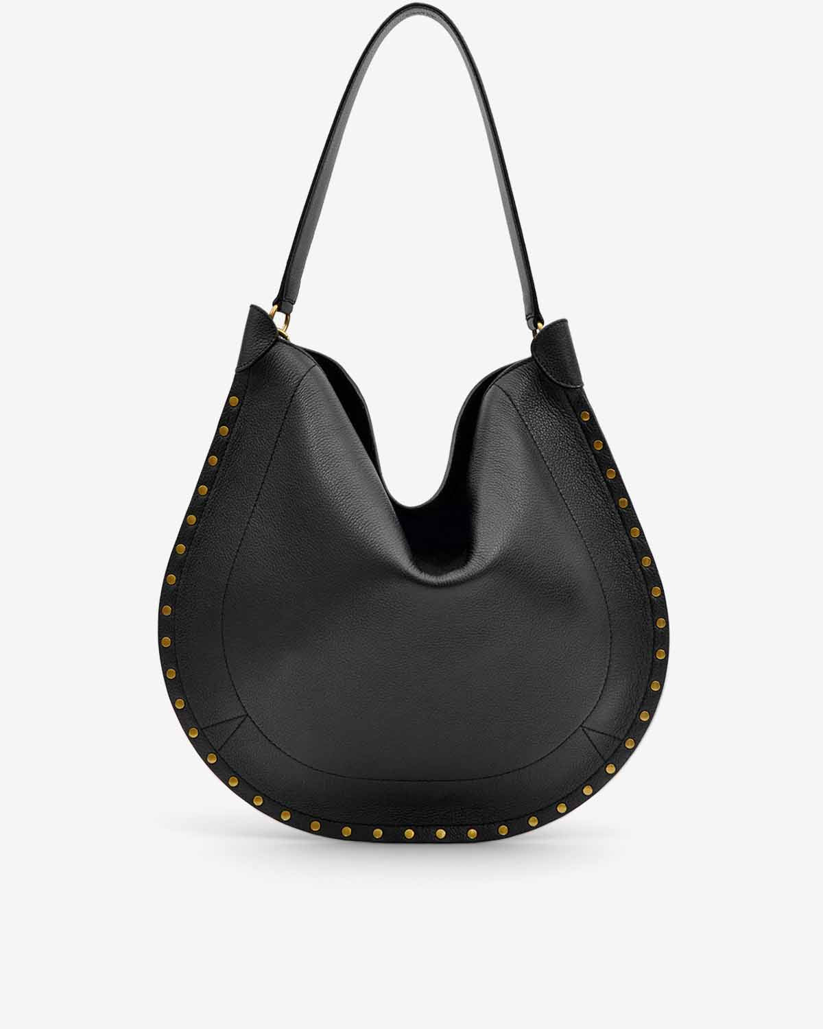 Oskan Hobo Soft Bag in Grained Leather in Black