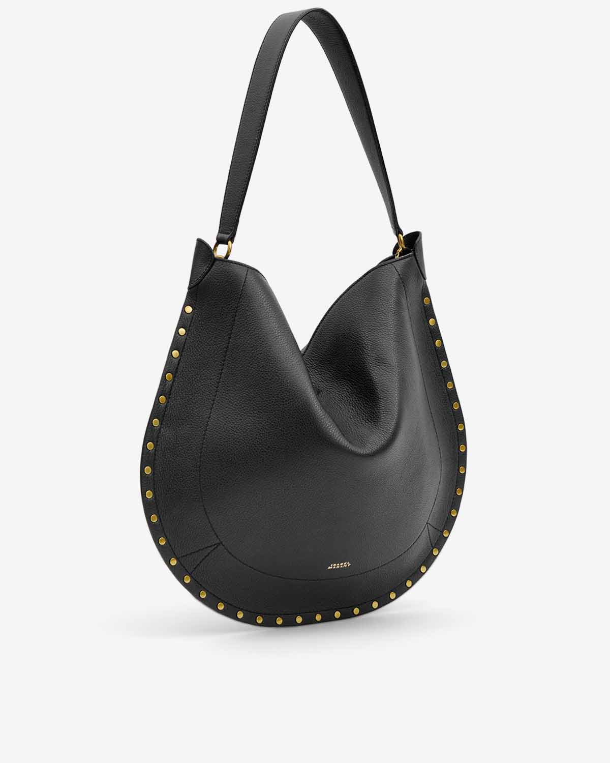Oskan Hobo Soft Bag in Grained Leather in Black