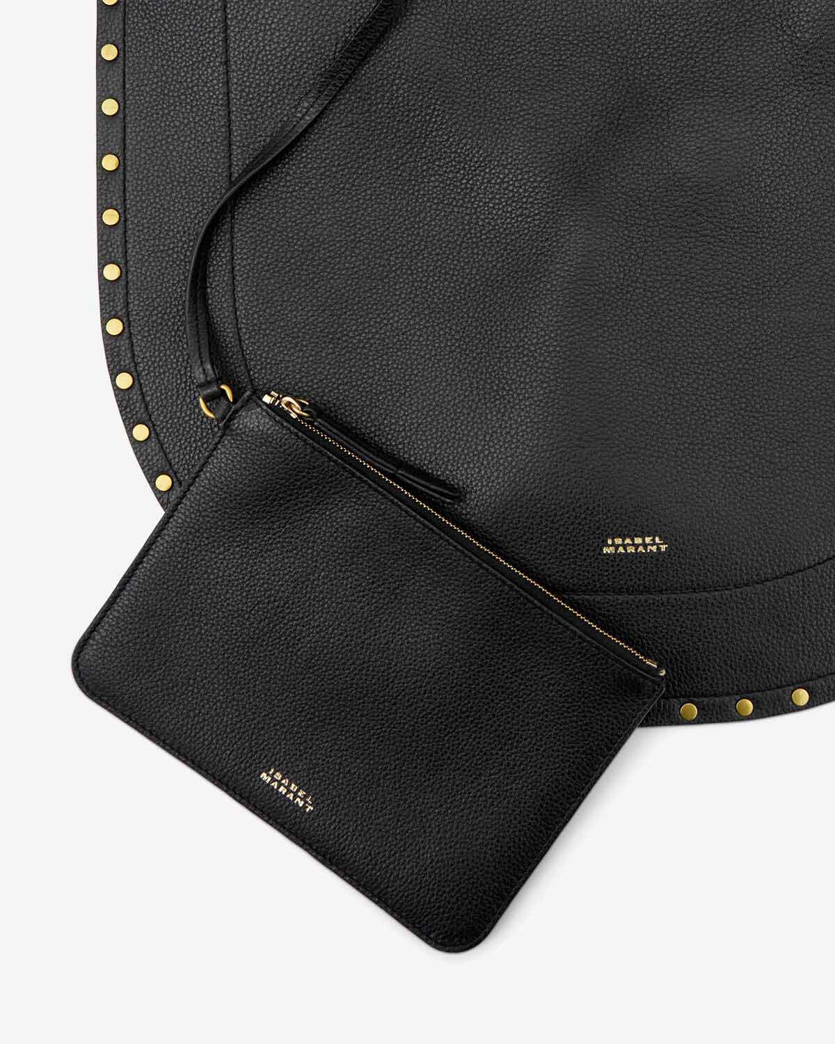 Oskan Hobo Soft Bag in Grained Leather in Black