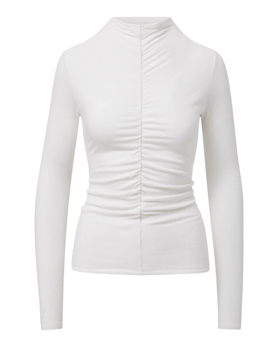 Theresa Ruched Turtleneck in White