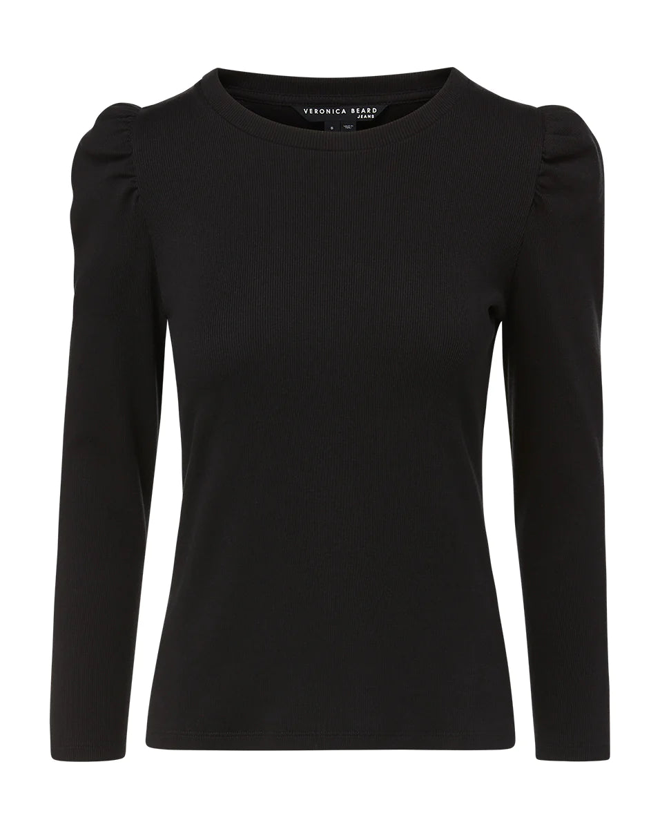 Britney Puff-Sleeved Top in Black
