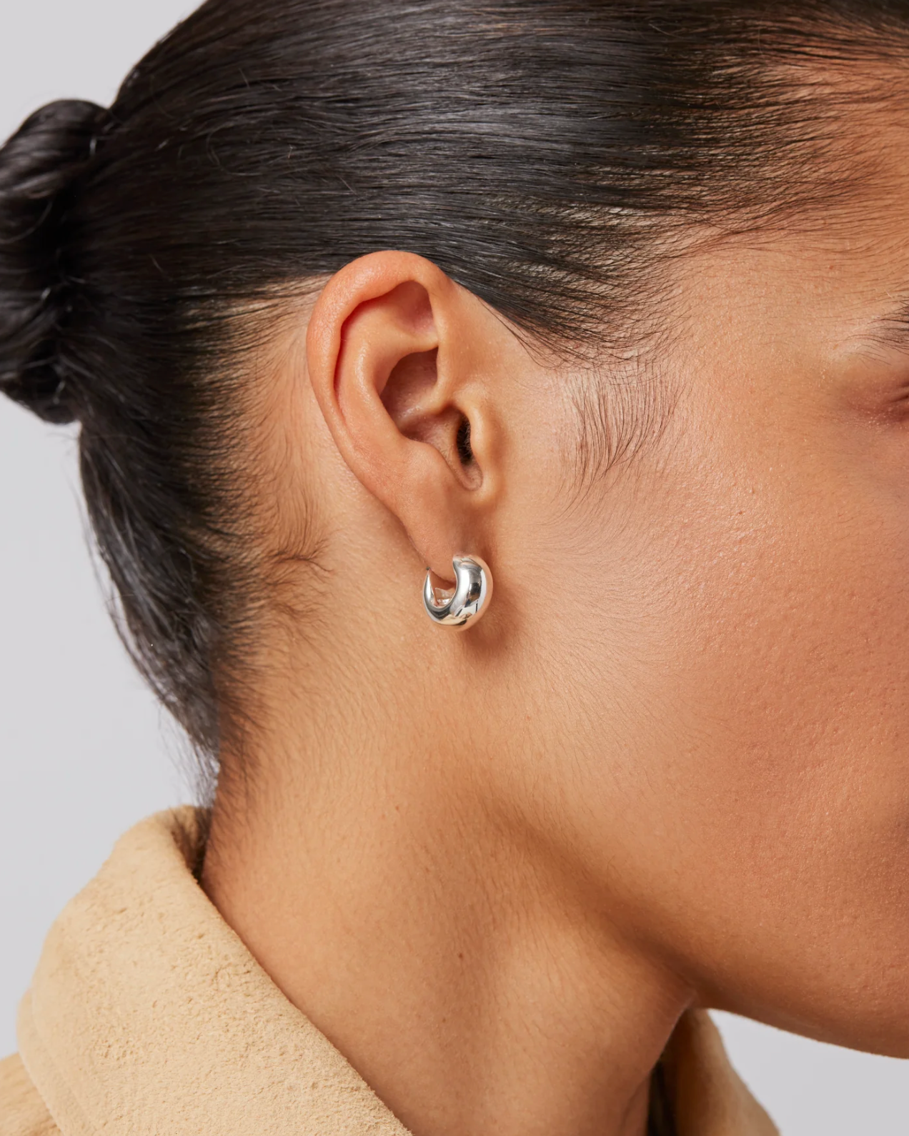 Mini Tome Hoop Earrings in Silver