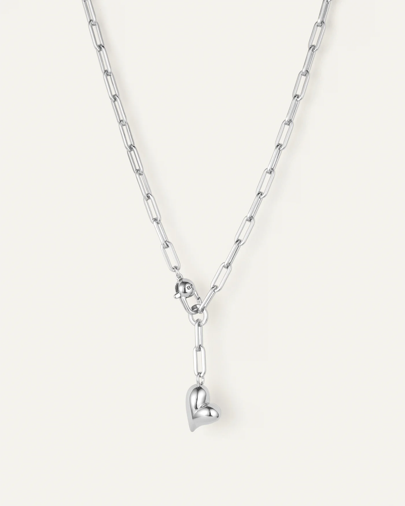 Puffy Heart Necklace in Silver