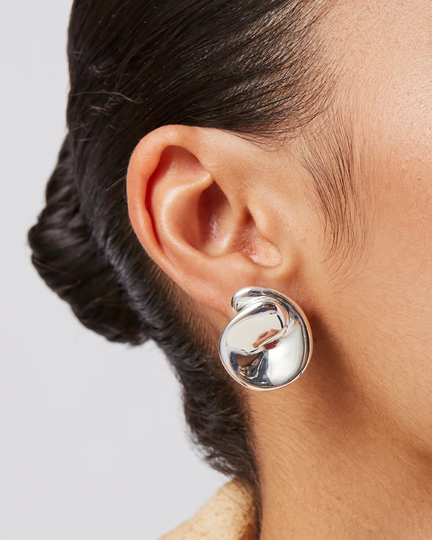 Rio Button Earrings in Silver