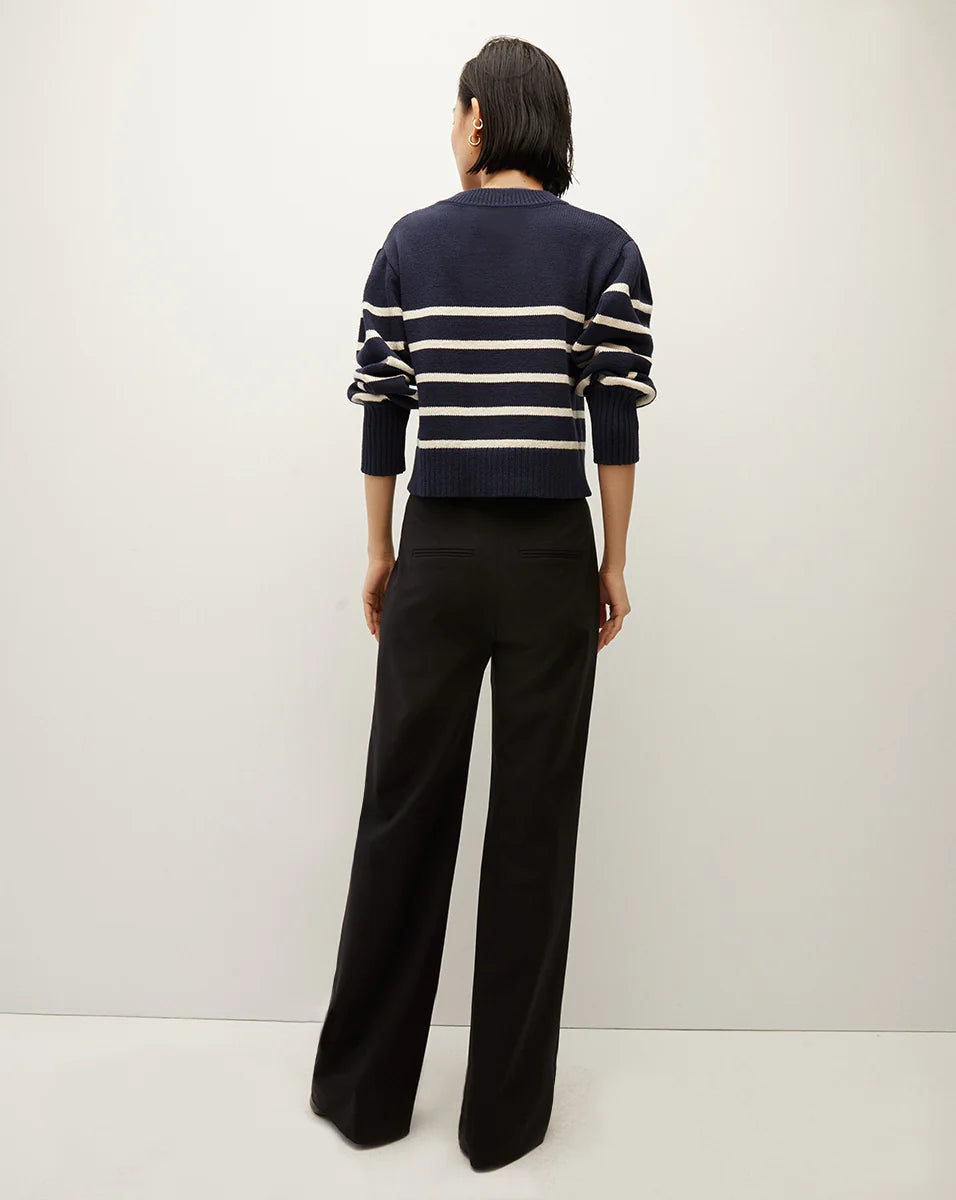 Kylin Striped Cardigan in Navy Ecru